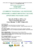 Leguminose tradizionali: valorizzazione agronomica, alimenti innovativi e salutari, opportunità per filiere corte